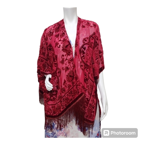 NWT Mixit Burgandy Wrap velvety Kimono One Size - Picture 1 of 7